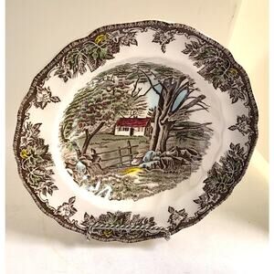 BOWL/SOUP-JOHNSON BROS.-"The Friendly Village"-Traditional Scene-Brown, Cream